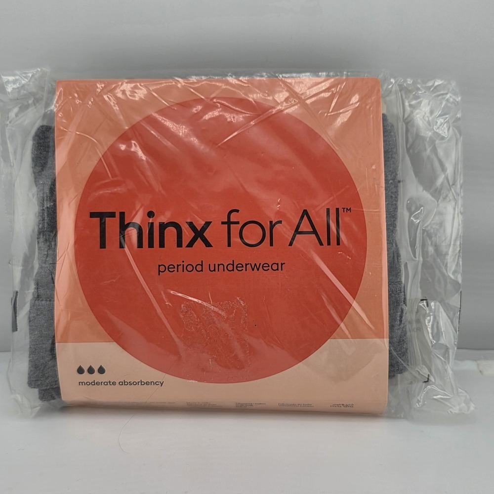 Thinx for All Period Underwear Womens Size XL Gray Brief‎ Moderate Absorbency